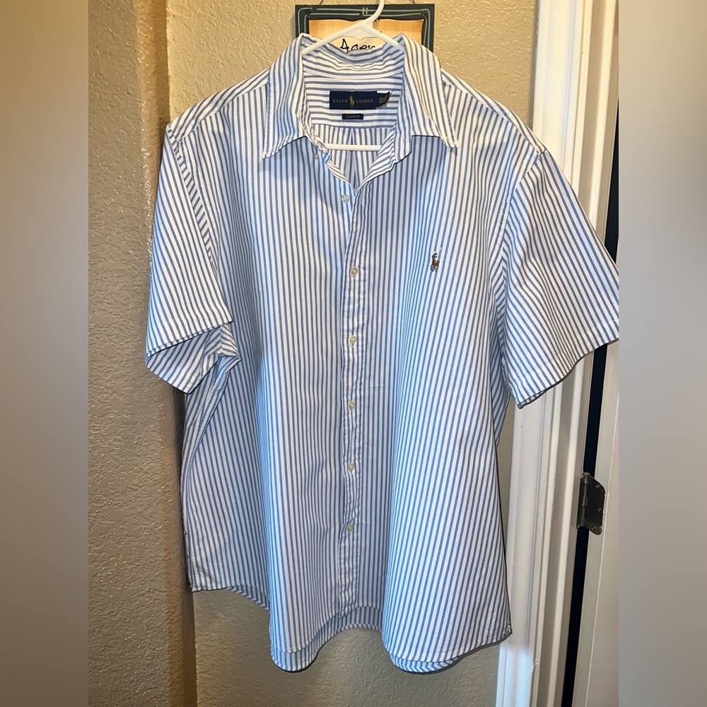 Ralph Lauren Blue and White Striped Shirt